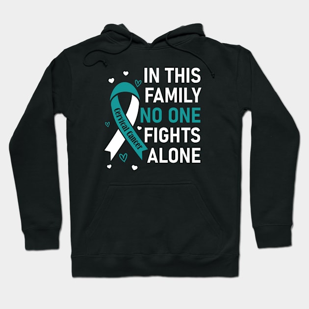 In This Family No One Fights Alone | Cervical Cancer Hoodie by jverdi28